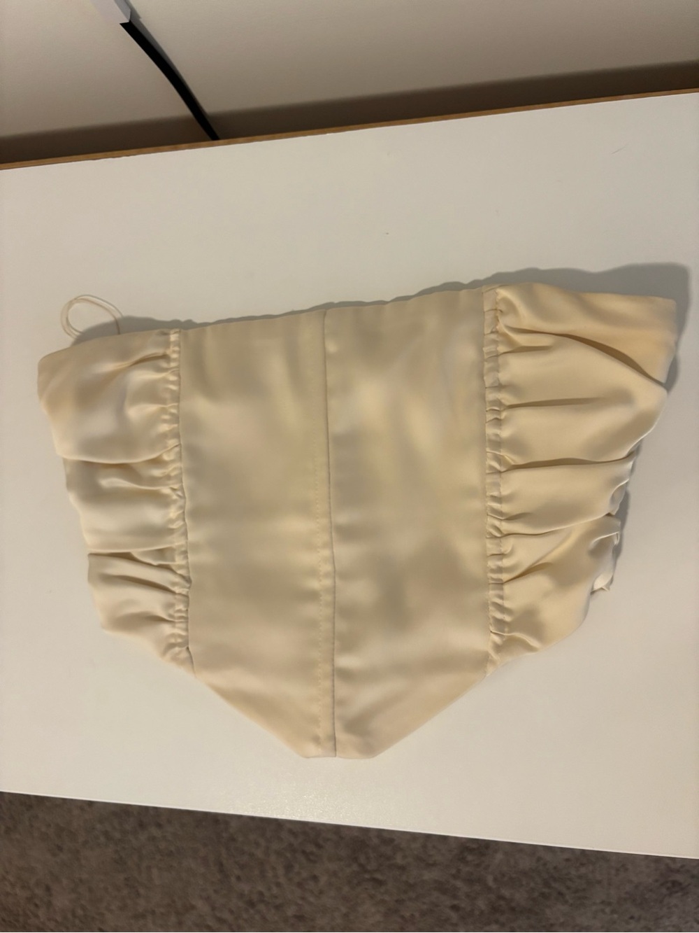 Cream Satin Ruched Crop Top